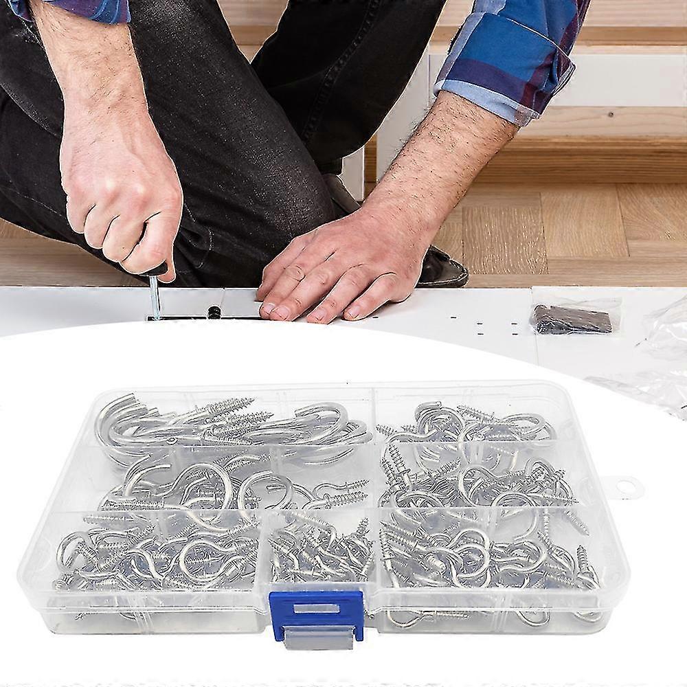 136pcs/set Screw Hooks With Wood Thread Ceiling Hooks For Hanging Coffee Cup