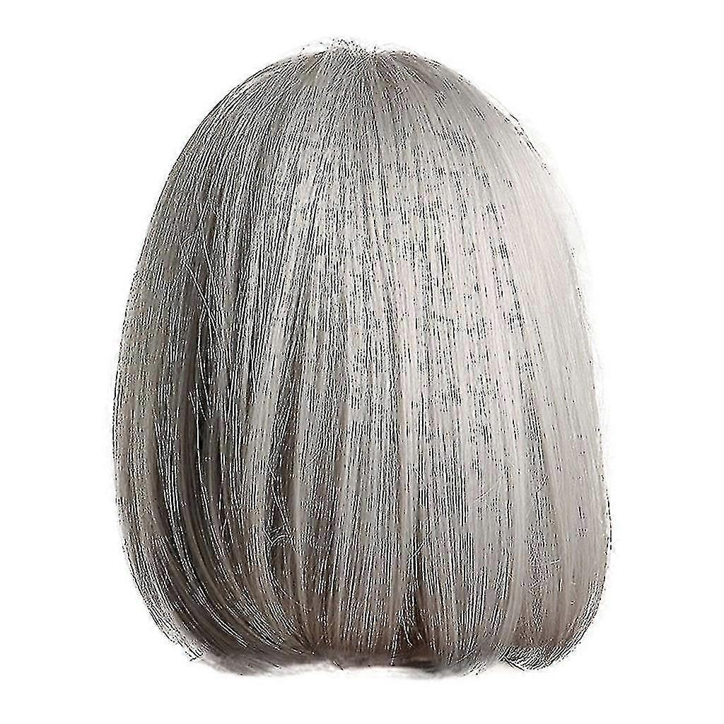 A Synthetic Wig Can Be Rolled And Blown Into A Silver-gray Bob Wig