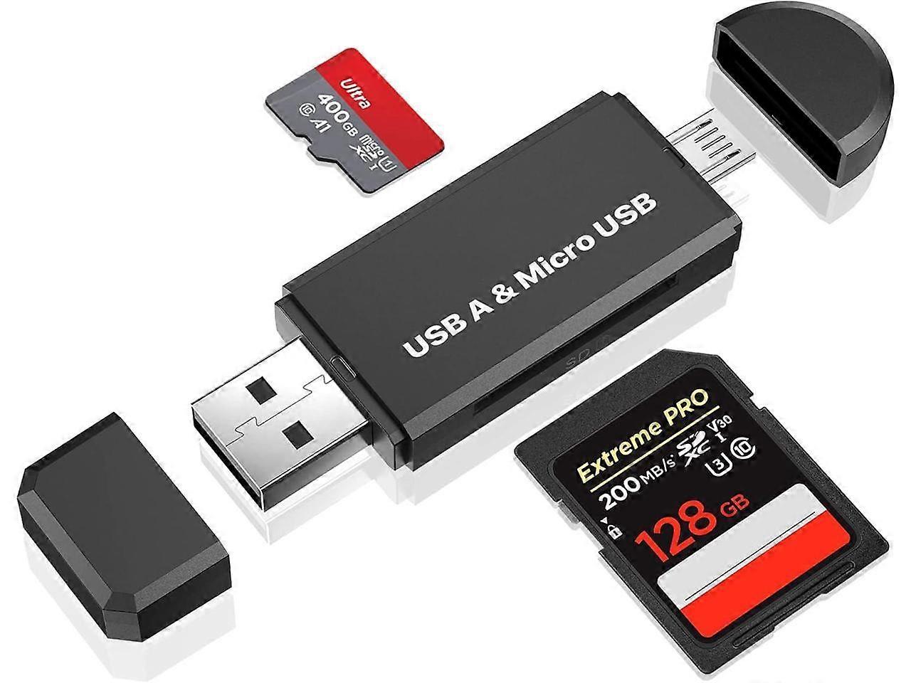 Micro USB OTG to USB 2.0 SD Card Adapter, Micro SD Card Reader, Trail Camera Memory Card Adapter Connector for Android Phone/Computer/Tablet, Supports