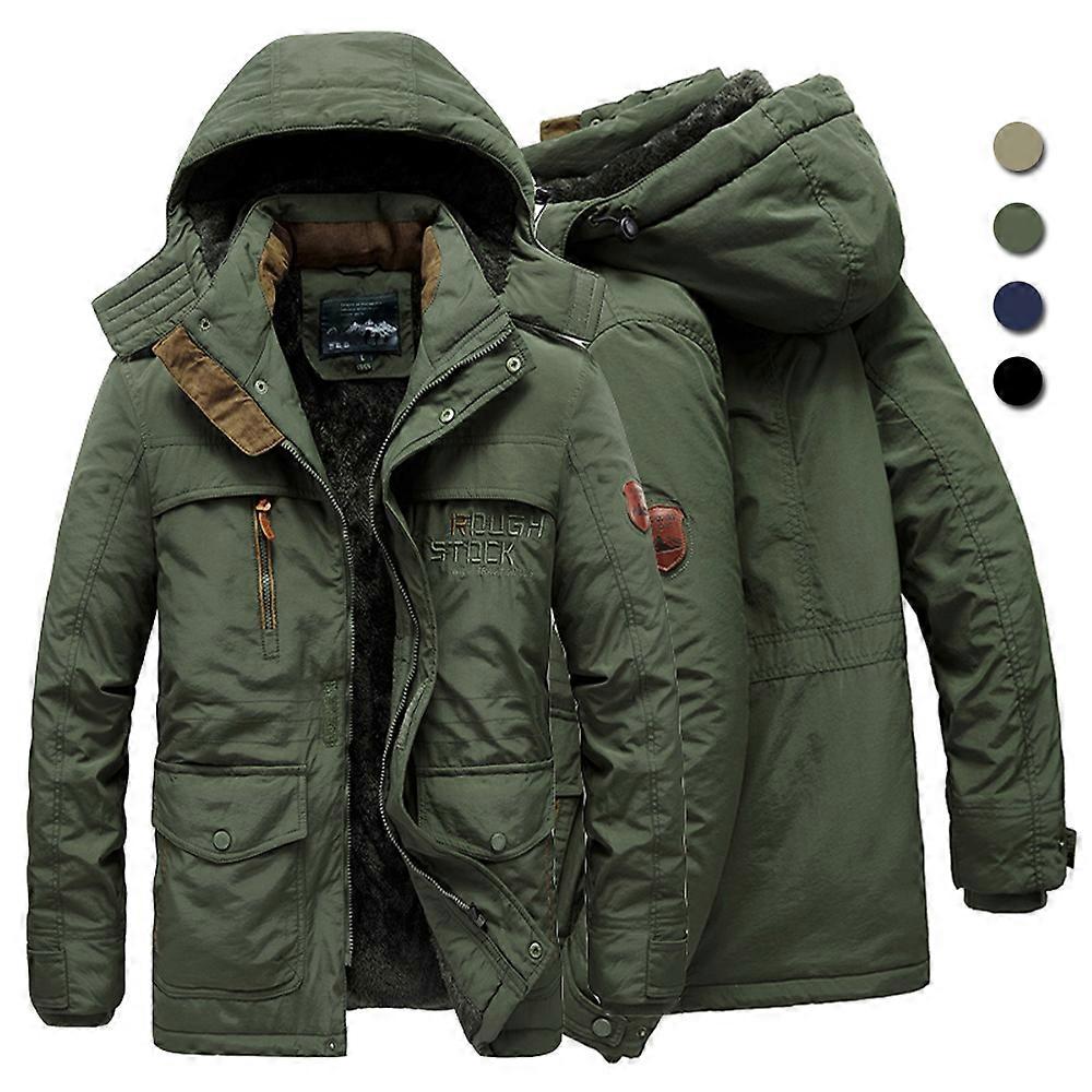 Lonya Winterjacke Herren - Warme Fleece-gefütterte Parka Mit Abnehmbarer Kapuze
