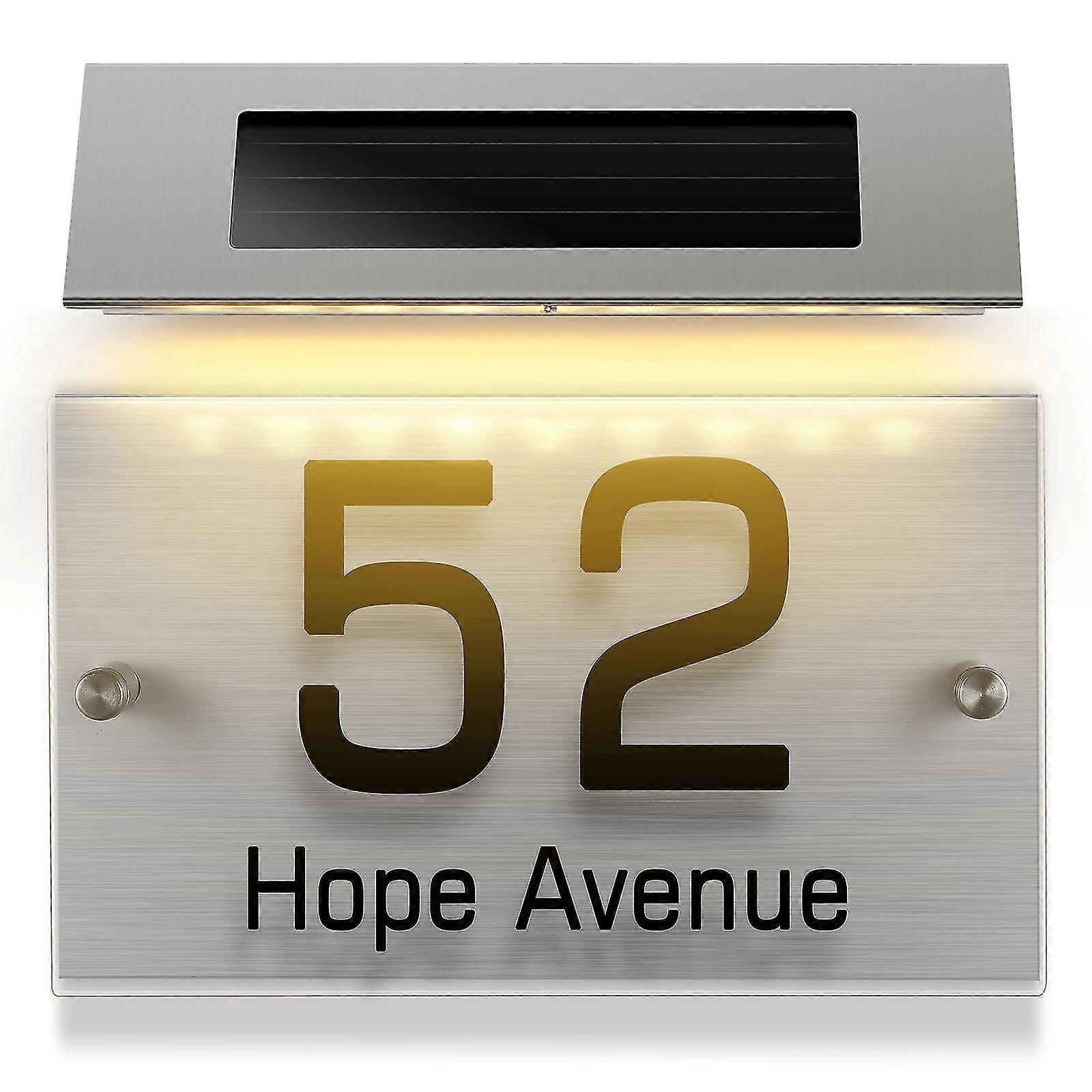 1 Set Address Sign House Number Solar Doorplate Lamp Address Number Plate