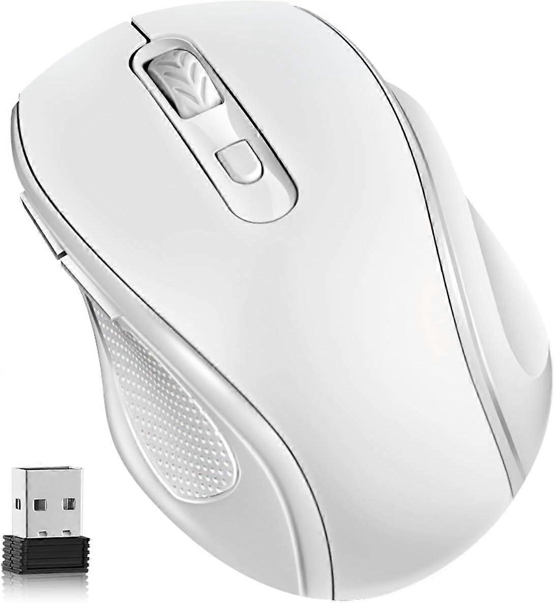 Wireless Mouse, 2.4G Wireless Mouse Portable Mice with Nano Receiver, for Laptop,Notebook (White)