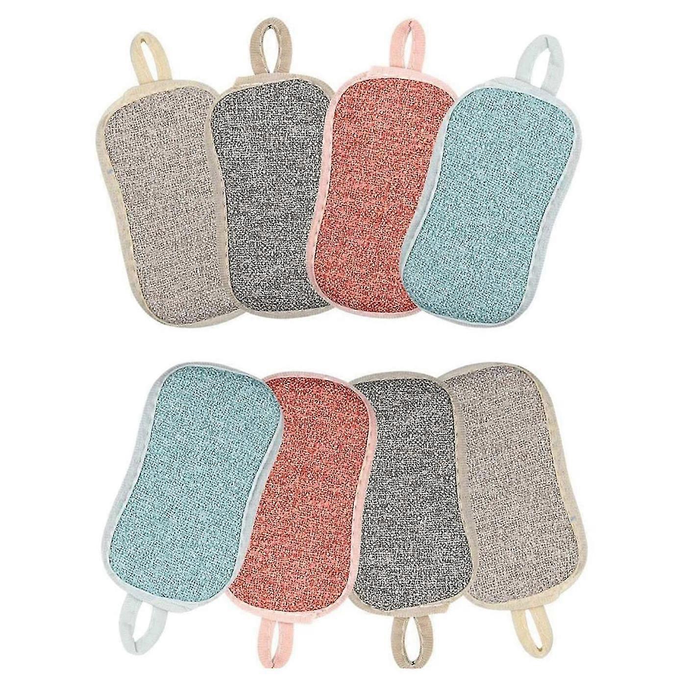 8 Pieces Double Sided Scouring Cloth Reusable Odorless