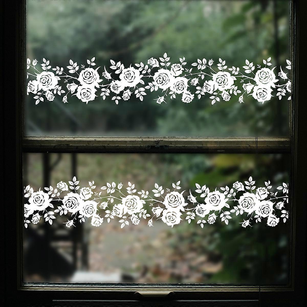 Window Stickers - 2 Stunning Decorative White Flower Rattan Static Cling Stickers to Prevent Birds from Colliding in Your Windows