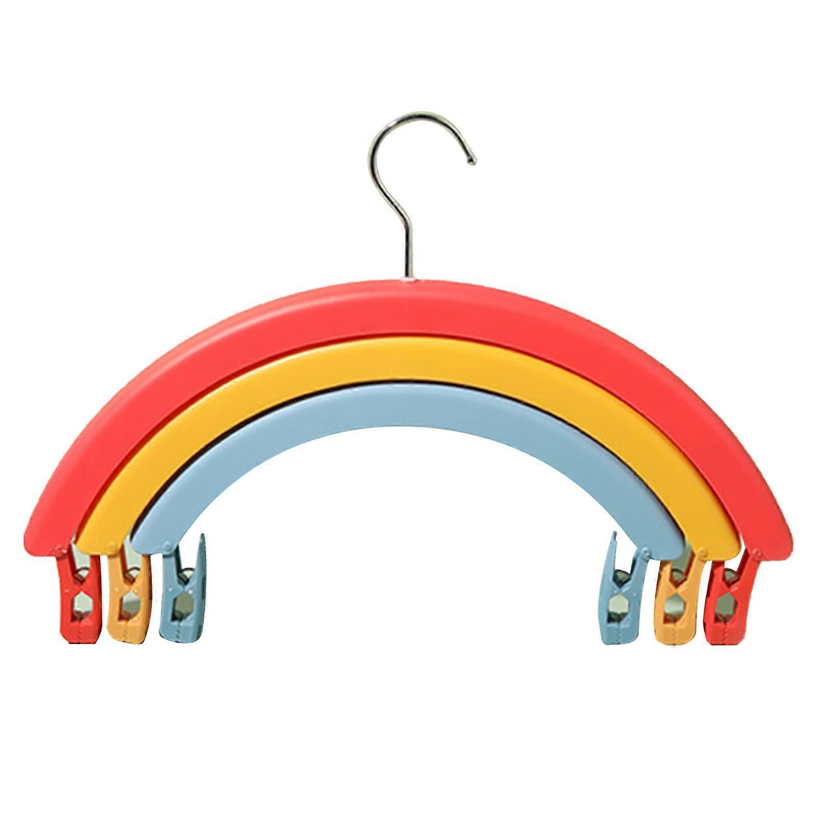 Rainbow Hangers, Collapsible Multipurpose Clothes Hangers with Clips, 3 Layers
