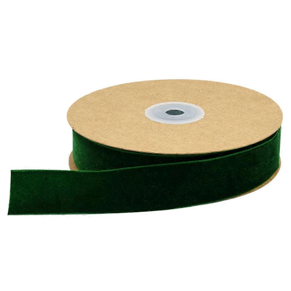 1 Roll of 2.5CM Width Non-elastic Clothes Accessories Ribbon Gift Wrapping Flocking Ribbons DIY Decorative Strap Ribbon Band for Home Shop (Dark Green