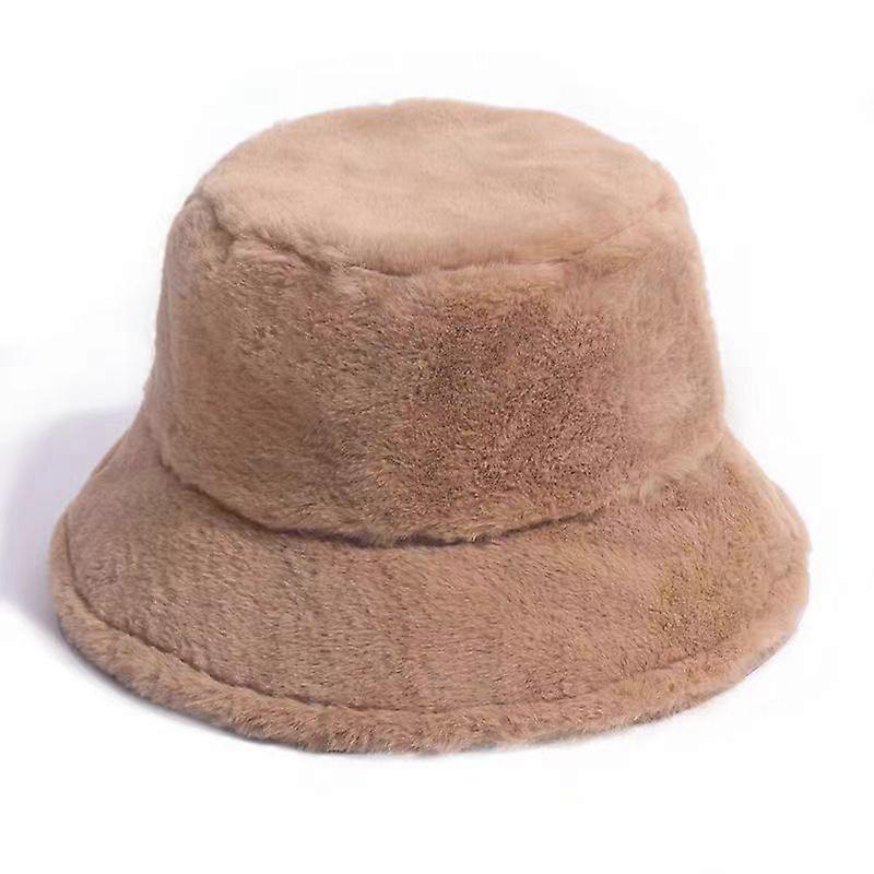 Winter Plush Bucket Hat,Women Warm Fluffy Fisherman Cap