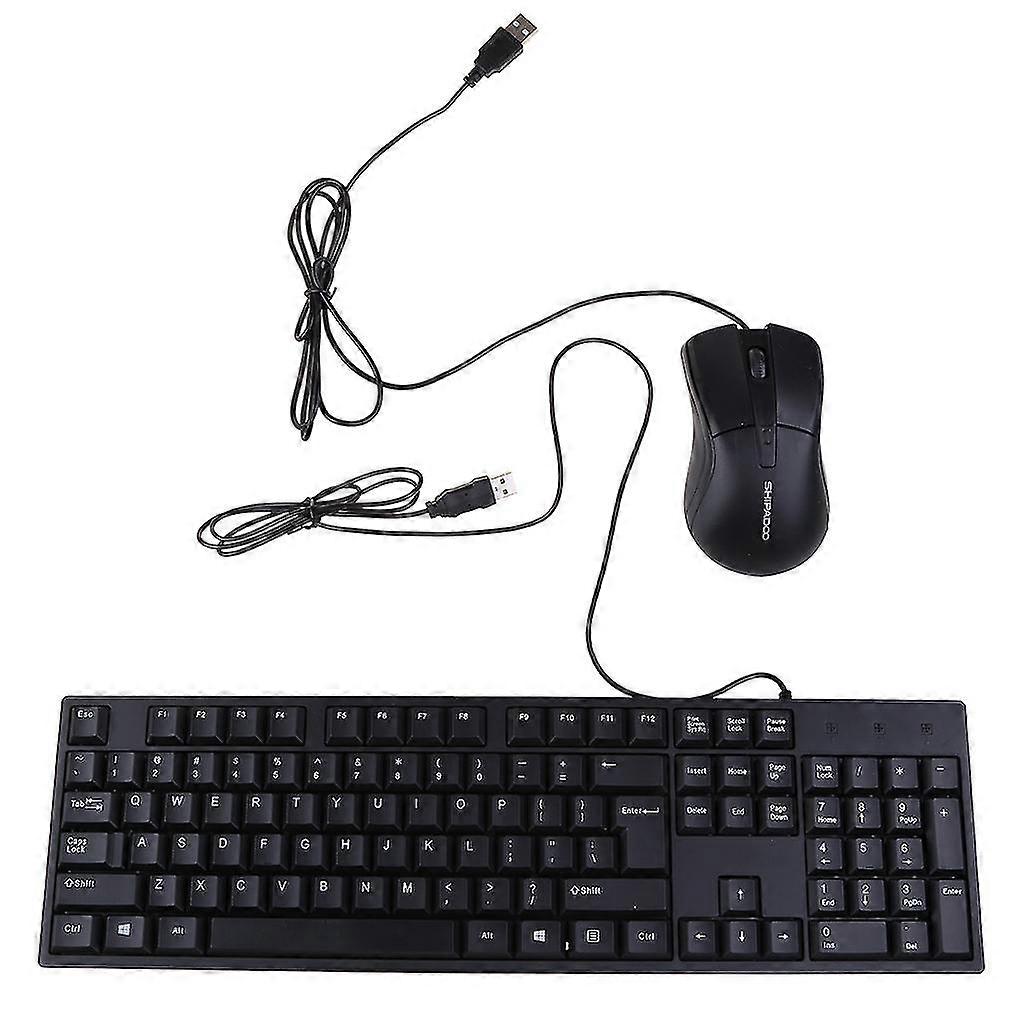 Mechanical Slim Flat & Quiet Usb Wired 104 Keys Keyboard Small Portable Mouse