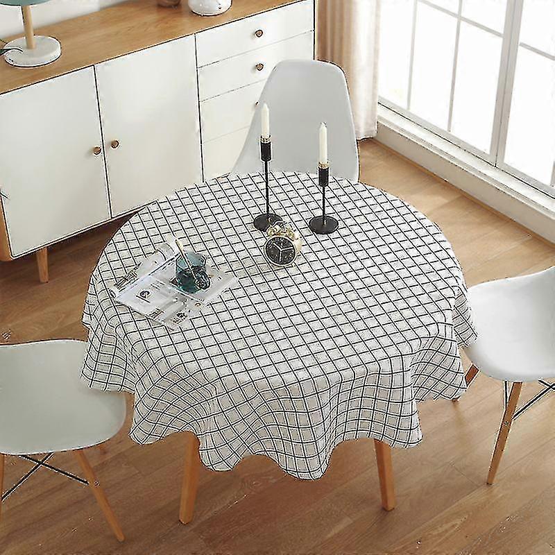 59-inch 150cm Diameter Polyester-cotton Round Tablecloth, Available In Three Styles