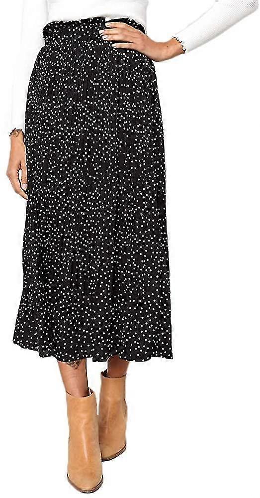 Női magas derék pöttyös redős szoknya Midi Maxi Swing Szoknya