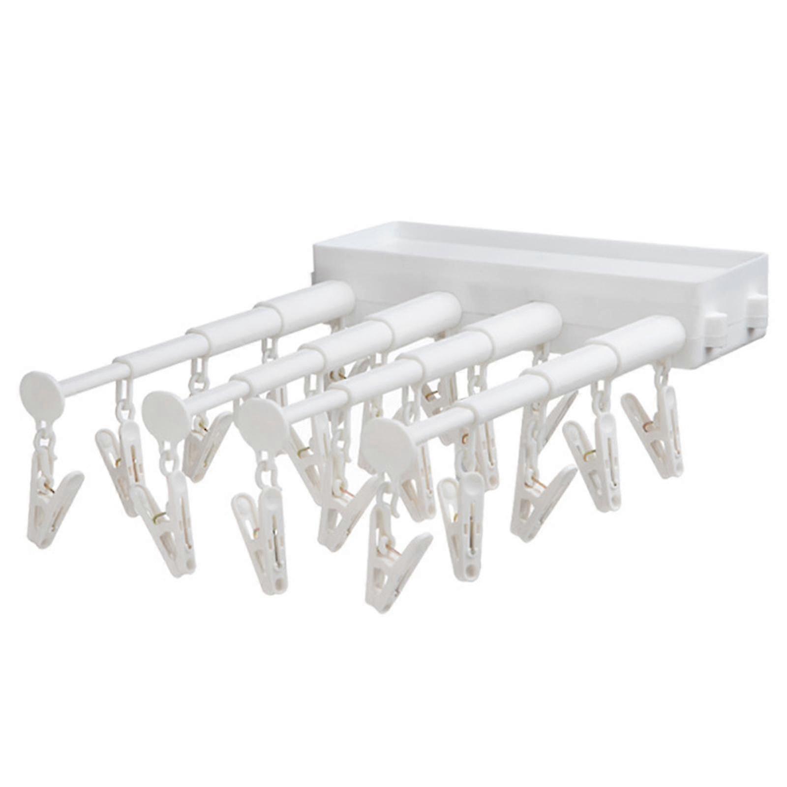Wall-mounted Retractable Folding Underwear Drying Rack, Dormitory Free Punching Clothespin