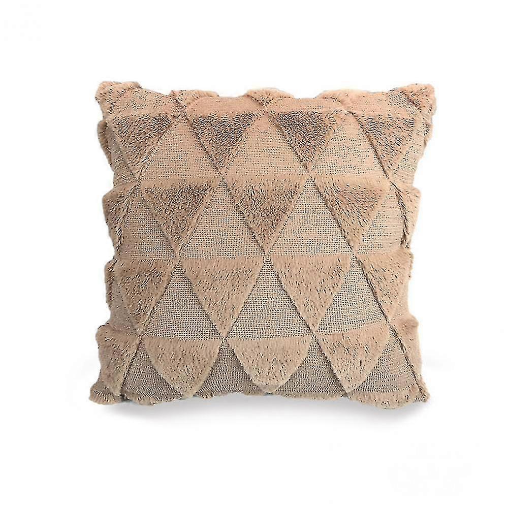(Light Brown)Triangle Shape Plush Pillowcase