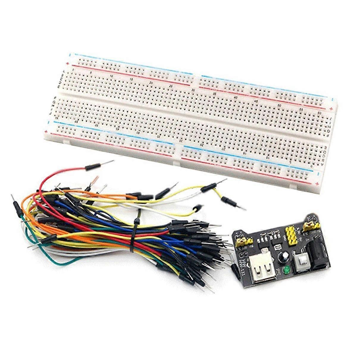 MB102 Breadboard Power Module Kit with 830 Point Solderless Breadboard & 65 Flexible Jumper Wires f
