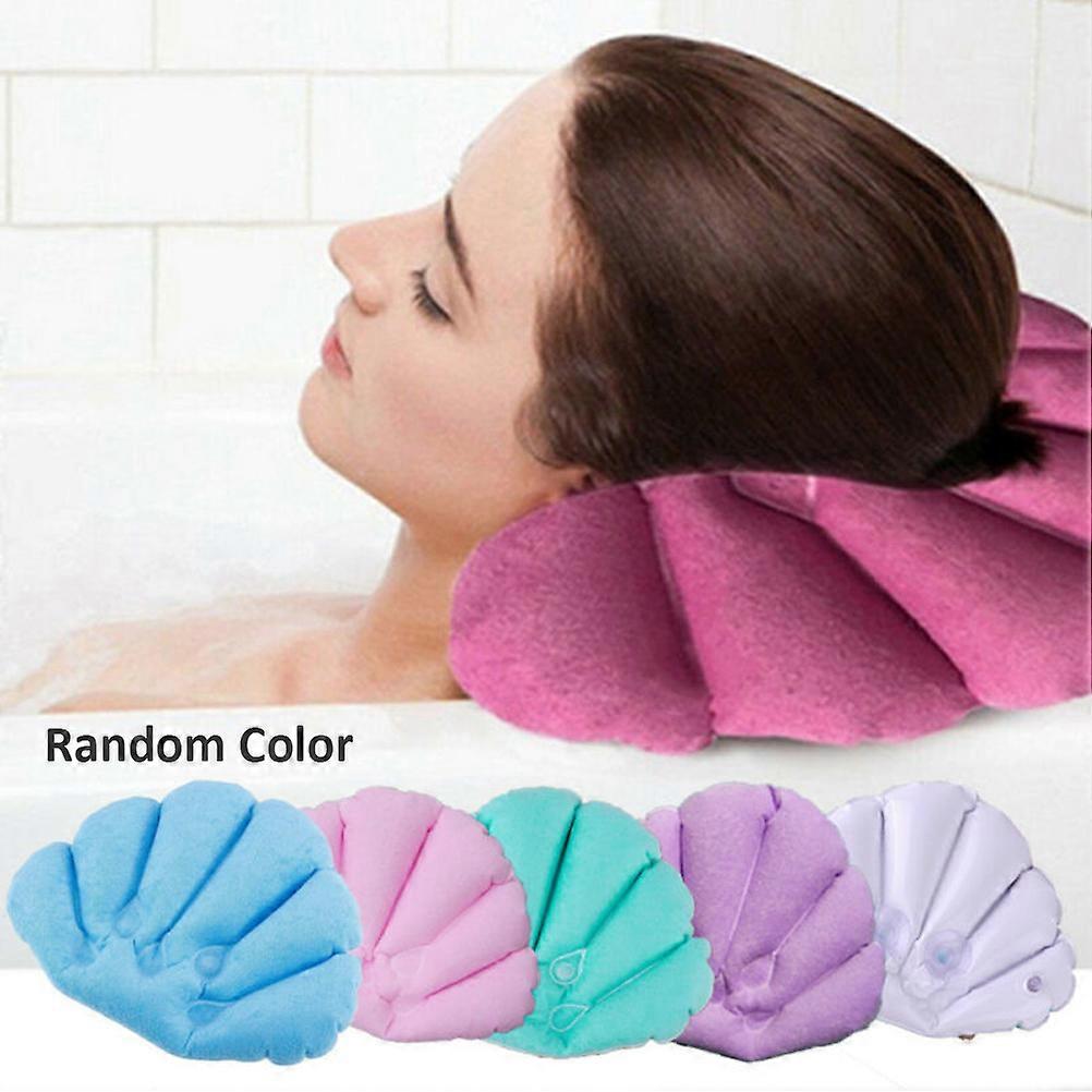 Inflatable Bath Pillow Shell Shaped Neck Pillow Soft Bathroom Pillow with Suction Cup