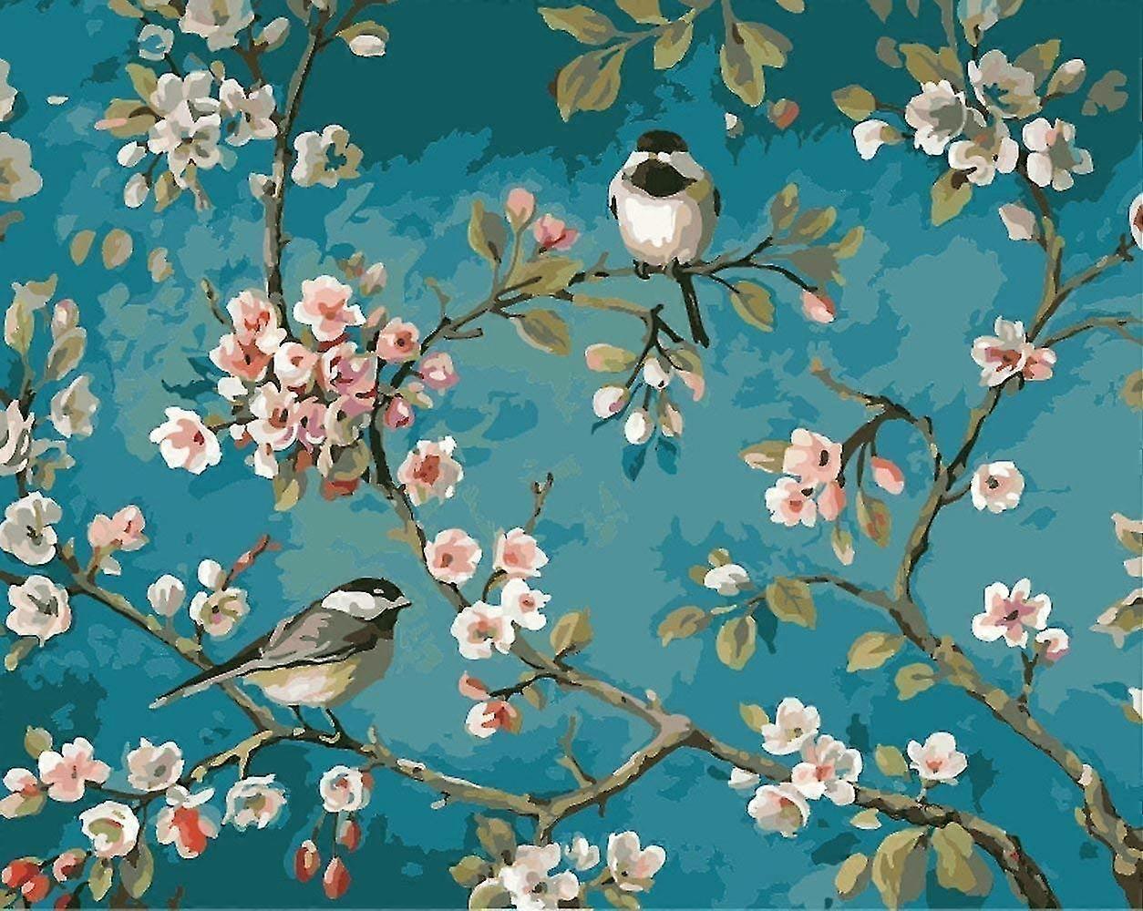 Paint By Number For Adults, Birds In The Branches Diy Oil Painting Paint-by-number Kits, Adults Paint By Numbers Set For Beginners, Kids Paint By Numb
