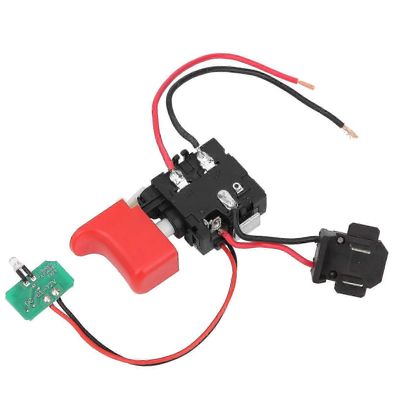 Electric Drill Switch, Cordless Drill Speed Control, 7.2 V - 24 V Drill Trigger Switch with Small Light, Fast Chuck Drill Switch for Electric Hand Dri