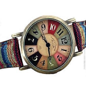 Vrouwen Boheems Boho horloge multicolor regenboog geweven band polshorloge