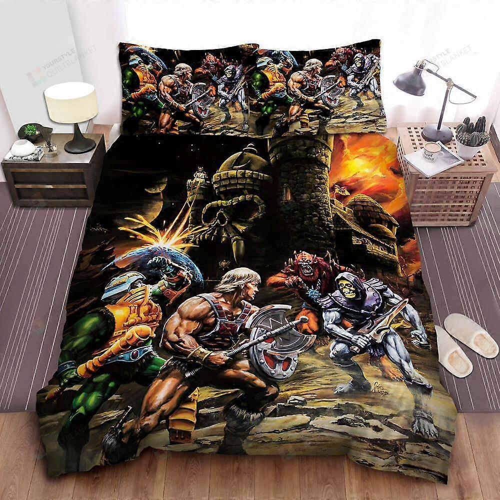 v2300 Lençóis He-man E A Espada Do Poder Colcha Capa De Edredão Conjunto De Cama Fronha3-Peça Conjunto De Cama (1 Capa De Edredão + 2 Fronhas) Lençóis gt