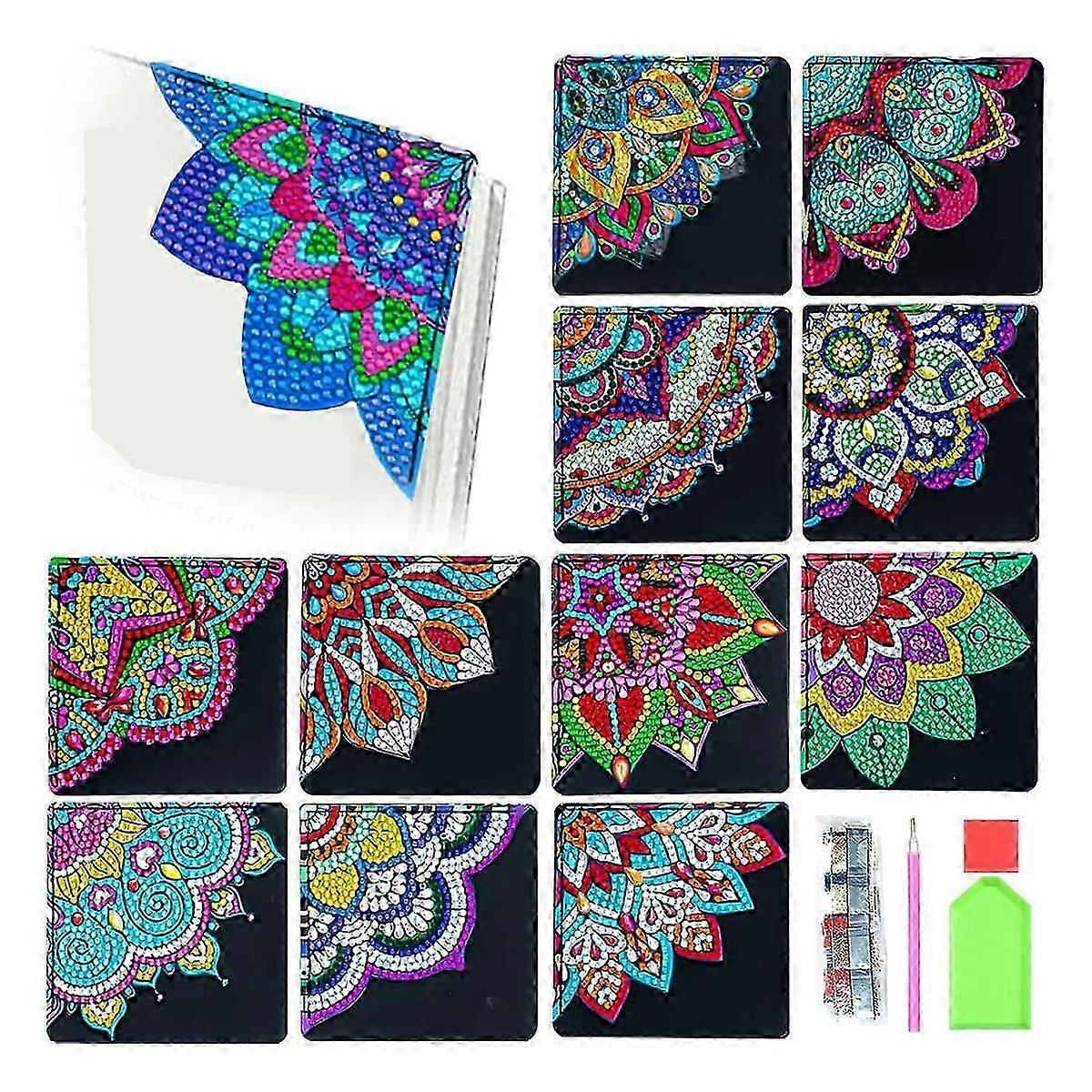 Mandala Book Marks, 12pcs Diy Diamond Bookmarks Corner Bookmark, Diamond