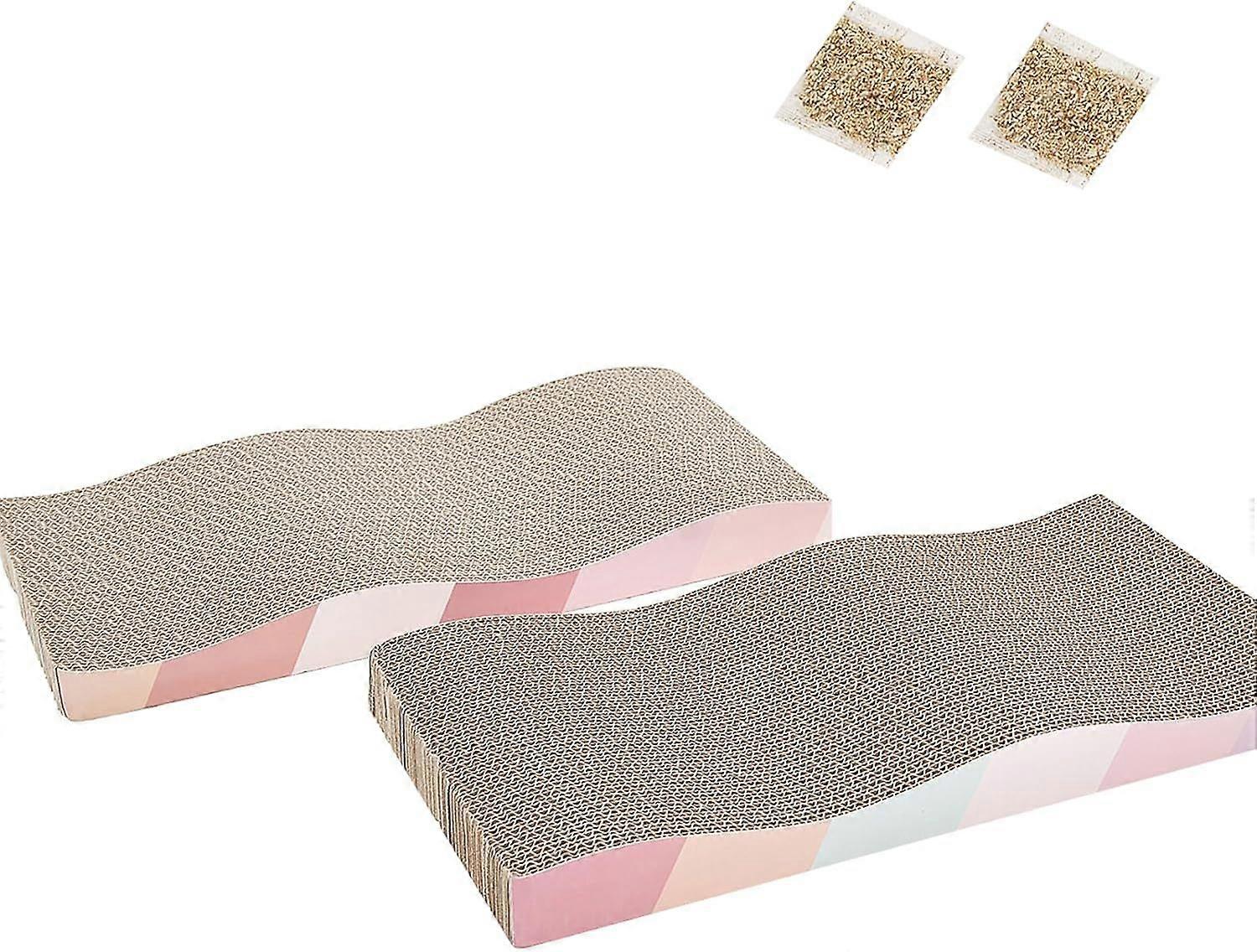 SBSG Cat Scratching Board cat Scratcher Cat Scratch Pad Cardboard cat scratchers for Indoor Cats Reversible Large Wide Corrugated with Catnip(2pcs)