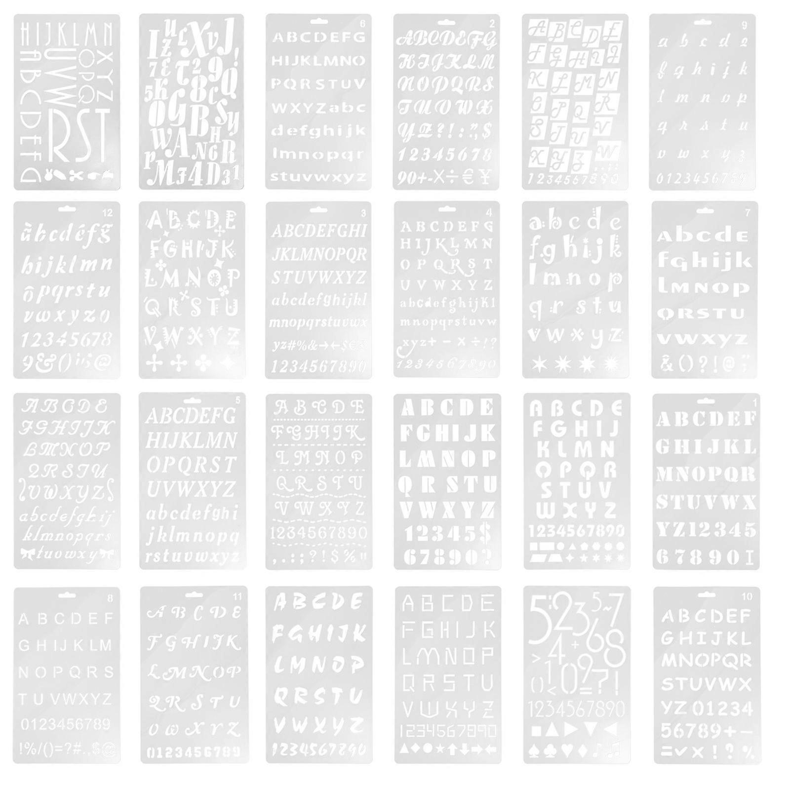 24Pcs Alphabet Letter Stencils Number Letter Painting Stencils Templates Reusable Letters Stencils