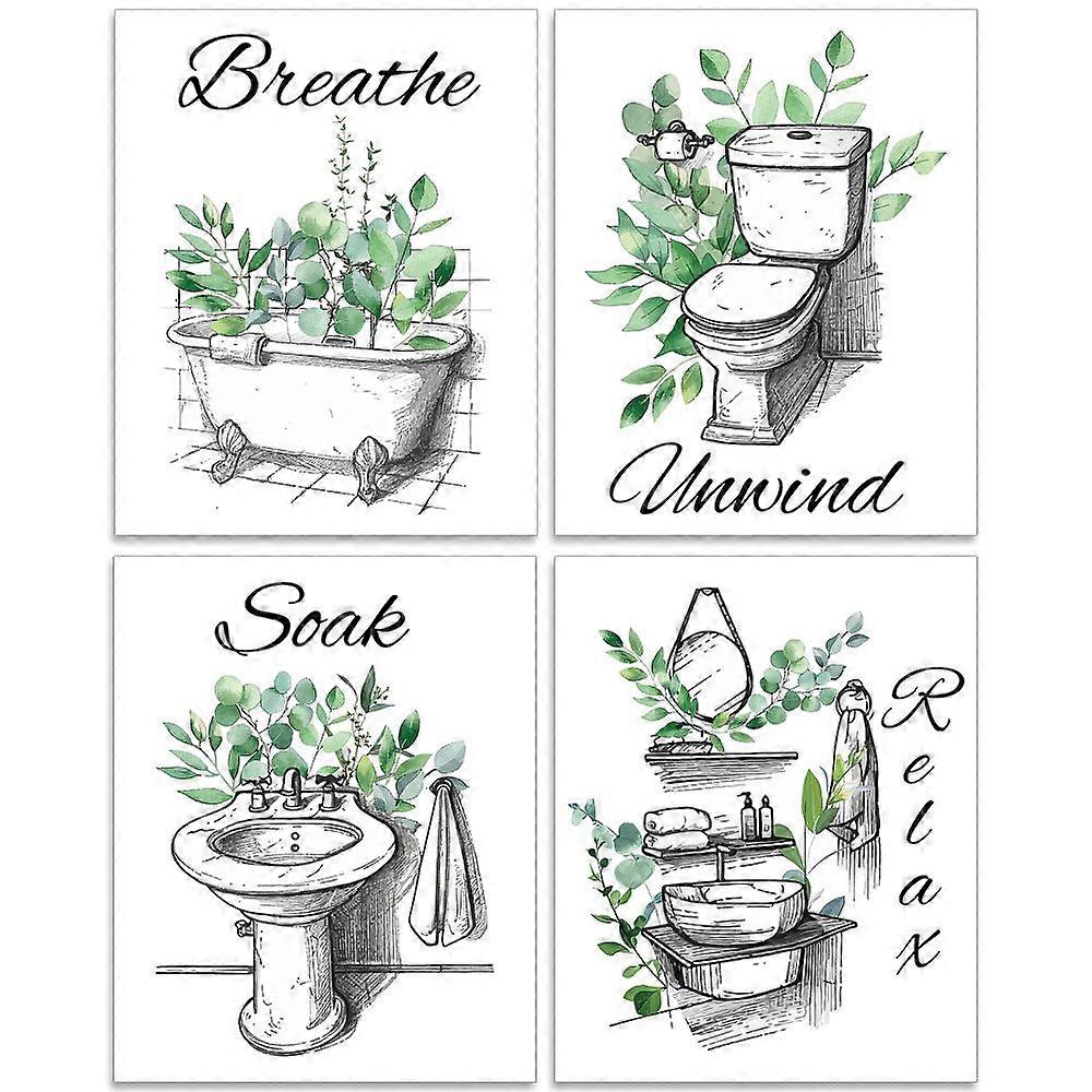 Bathroom Theme Paper Wall Decorations for Home Decorations Rectangle Mixed Shapes 255x205mm 4pcs/set