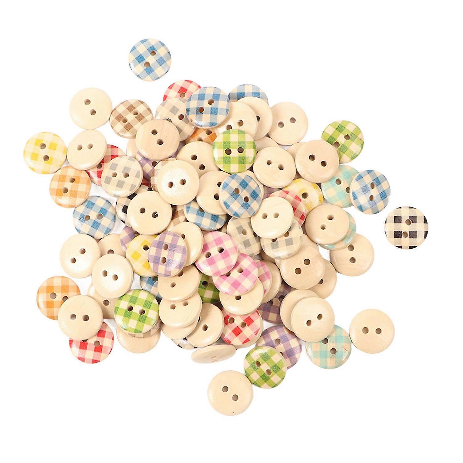 500PCS Wooden Button Multipurpose Fashionable Primary Color Base 2 Holes Decorative Sewing Button fo