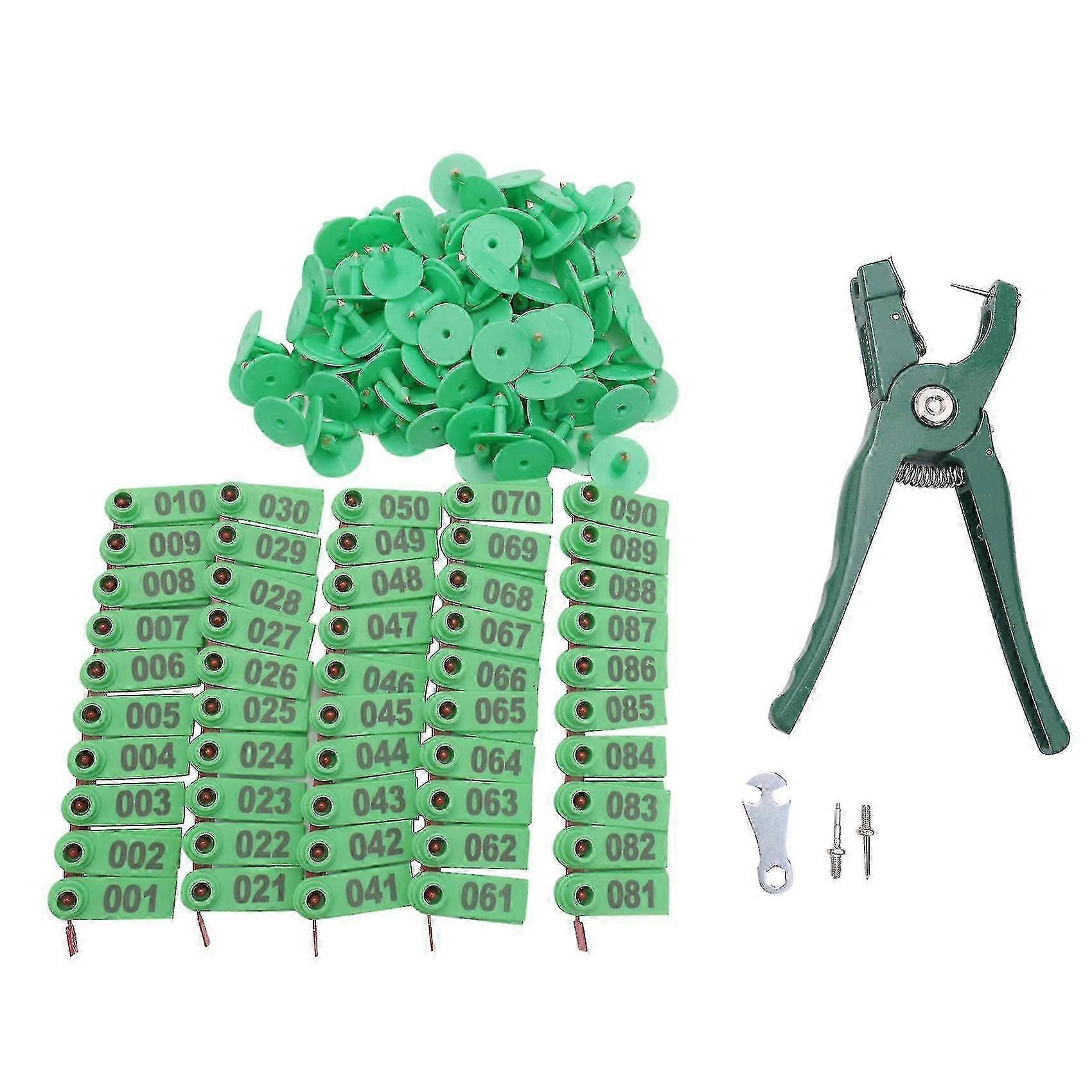 كماشة علامة أذن الماشية ، مع رقم 001-100 علامات أذن و 3 دبابيس ، لتركيب الماشية