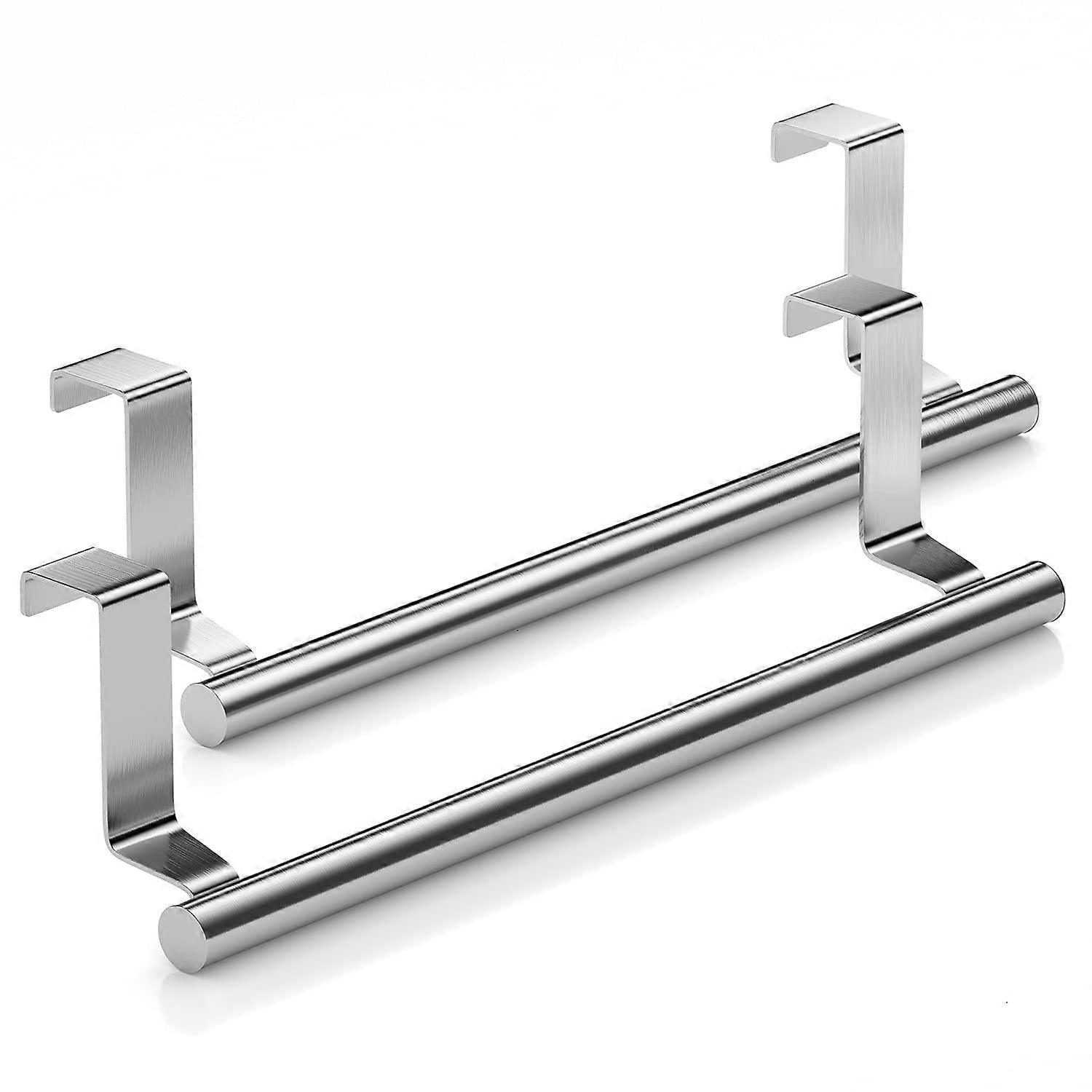 Stainless Steel Over-Door Towel Rack - 2-Piece Universal Fit Set (Multi-Pack)