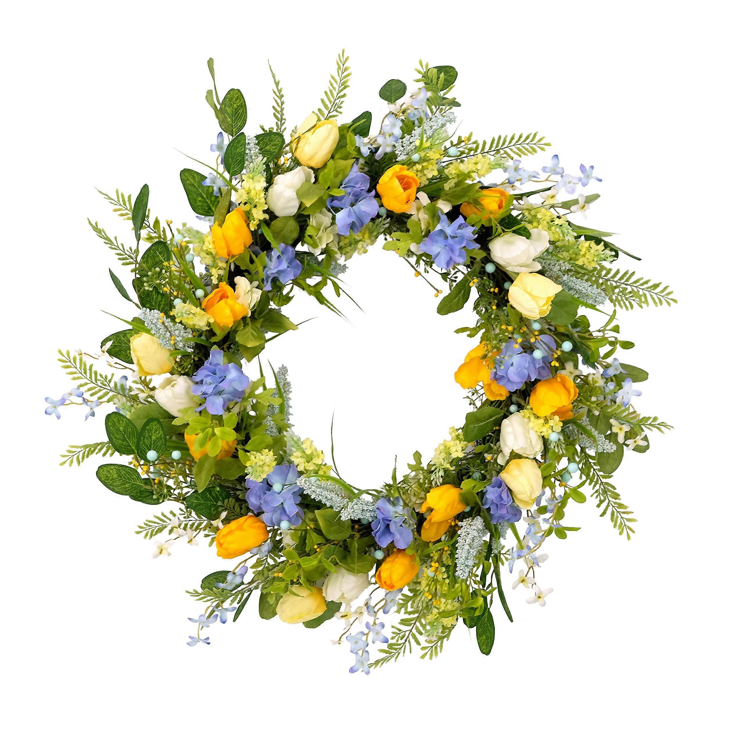 30 Multicolor Artificial Tulip Spring Door Wreath