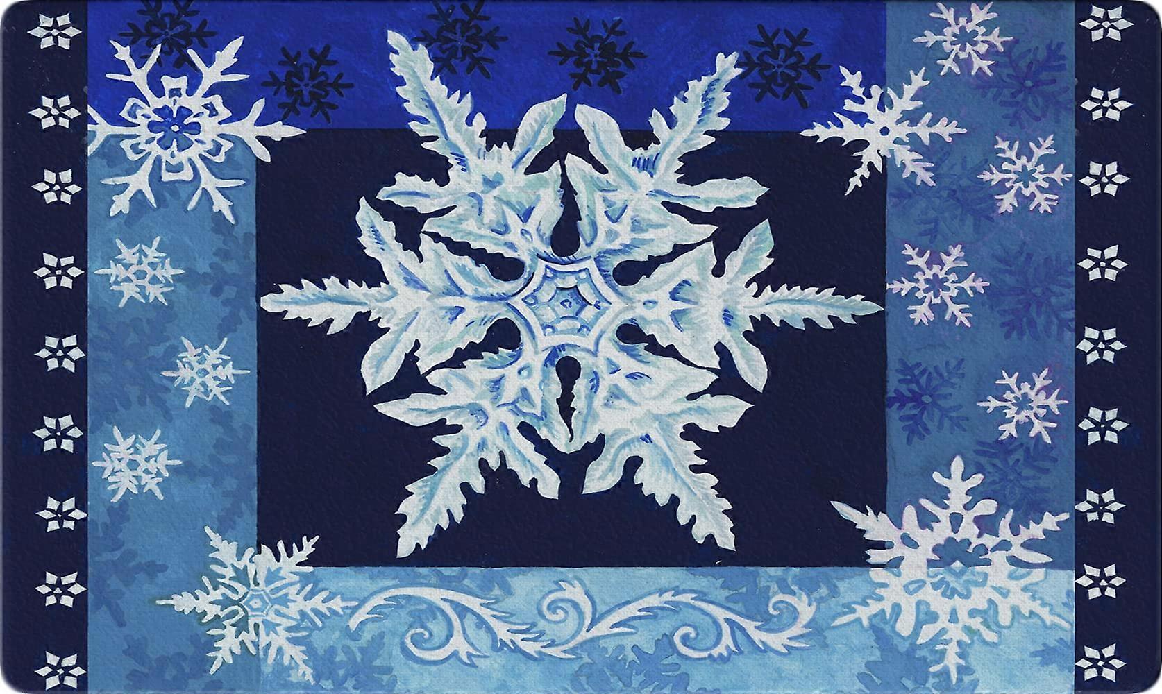 Cool Snowflake Winter Doormat 18x30 Inch | Indoor Entrance Rug | Durable Design | Non-Slip Material