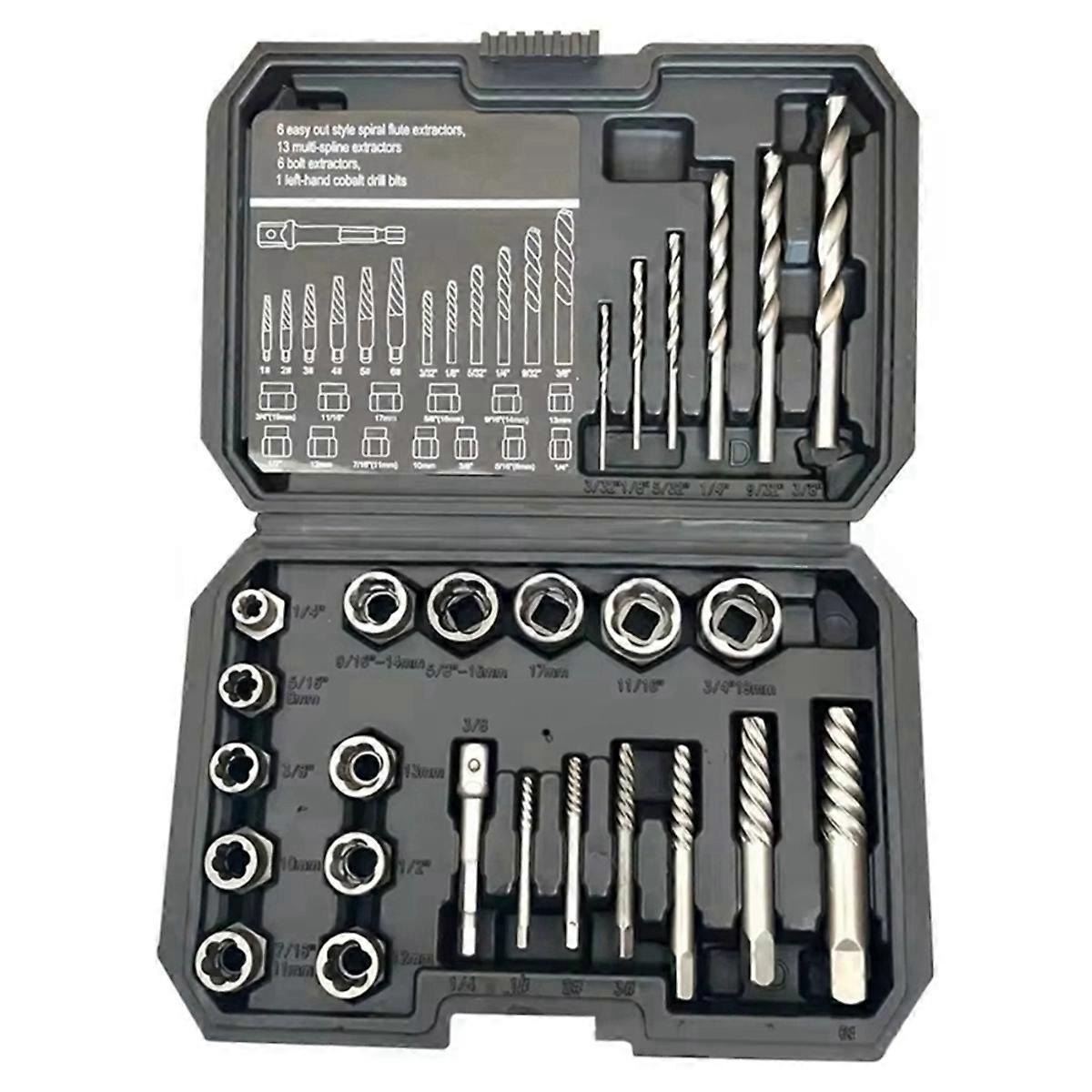 26Pcs Screw Extractor Center Drill Bit Guide Set Broken Damaged Remover Dropship Set