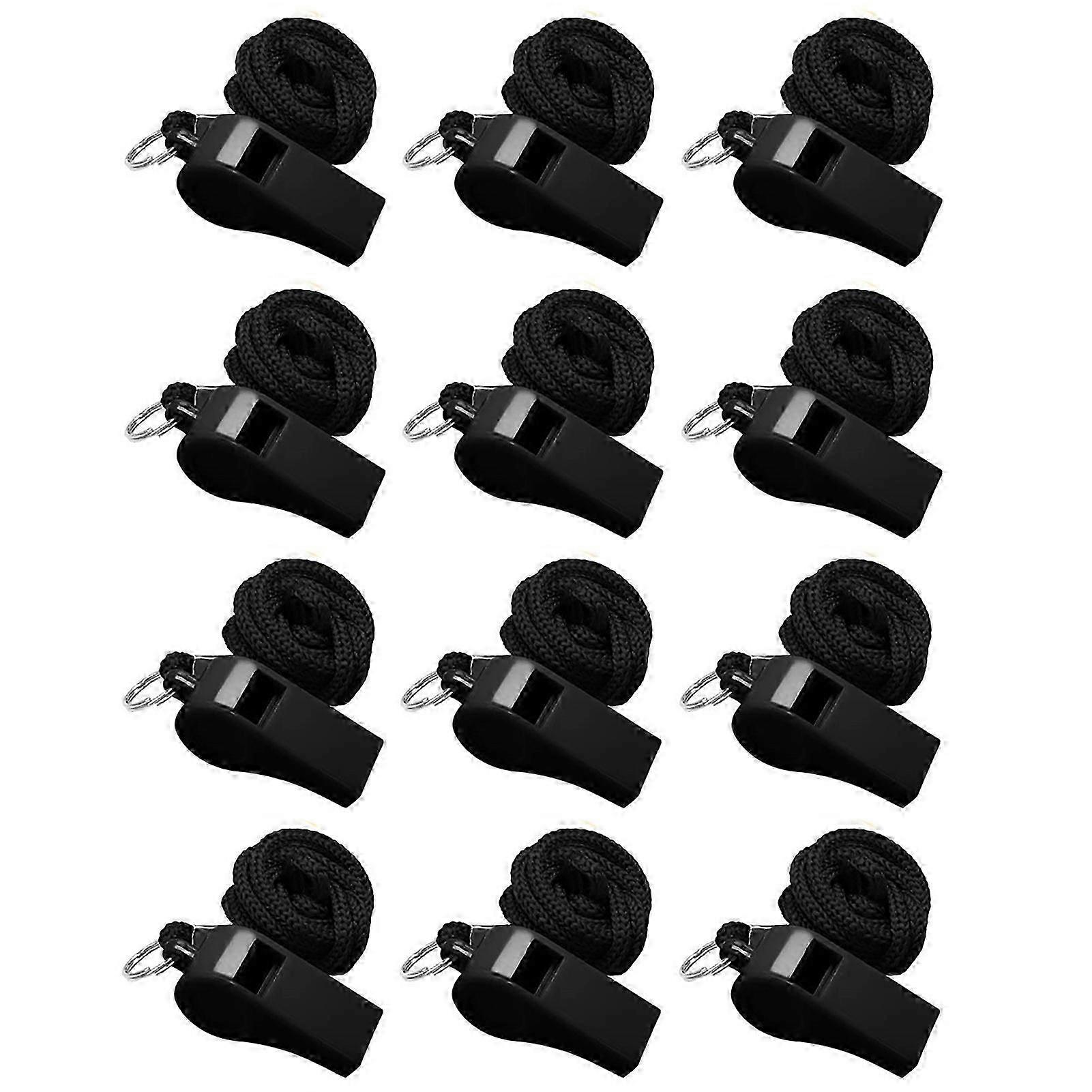 Lot de 12 sifflets de sport colorés avec cordon, son clair et puissant, décibels élevés, taille compacte, sifflets d'arbitre portables