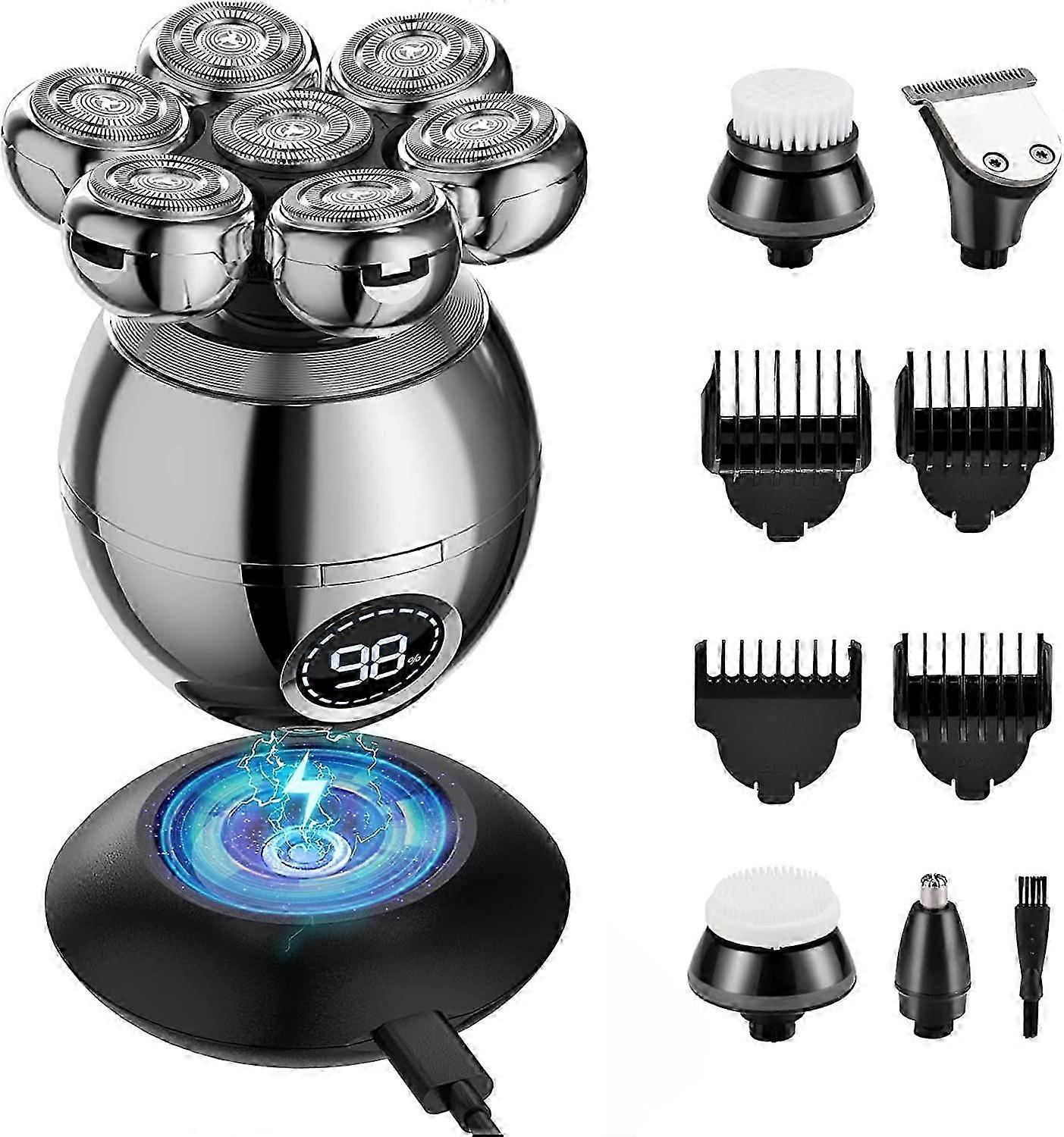 7D Bald Head Shavers for menn, Beedove 6 i 1 våt tørr elektrisk barbermaskin for ansikt og hode
