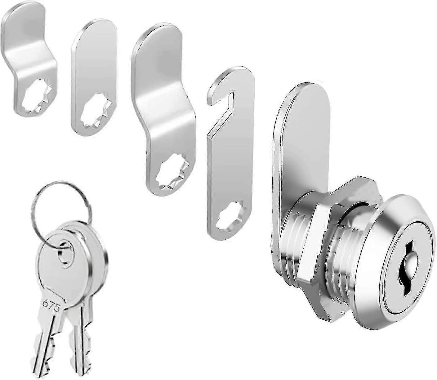 Cylinder 16mm Security Mailbox Lock With 5 Different Lock Plates And 2 Keys, Cabinet Cam Lock, Locker, Toolbox, Filing Cabinet