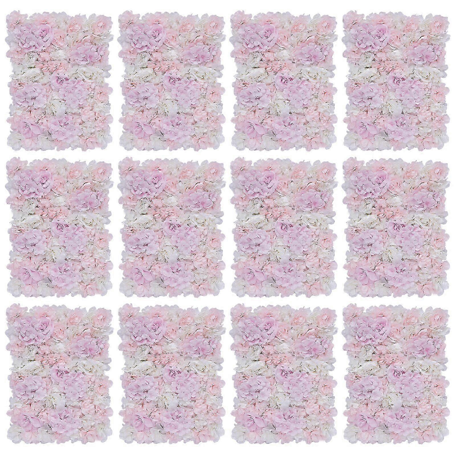 12Pc Artificial Hydrangea Rose Flower Wall Panels Backdrop