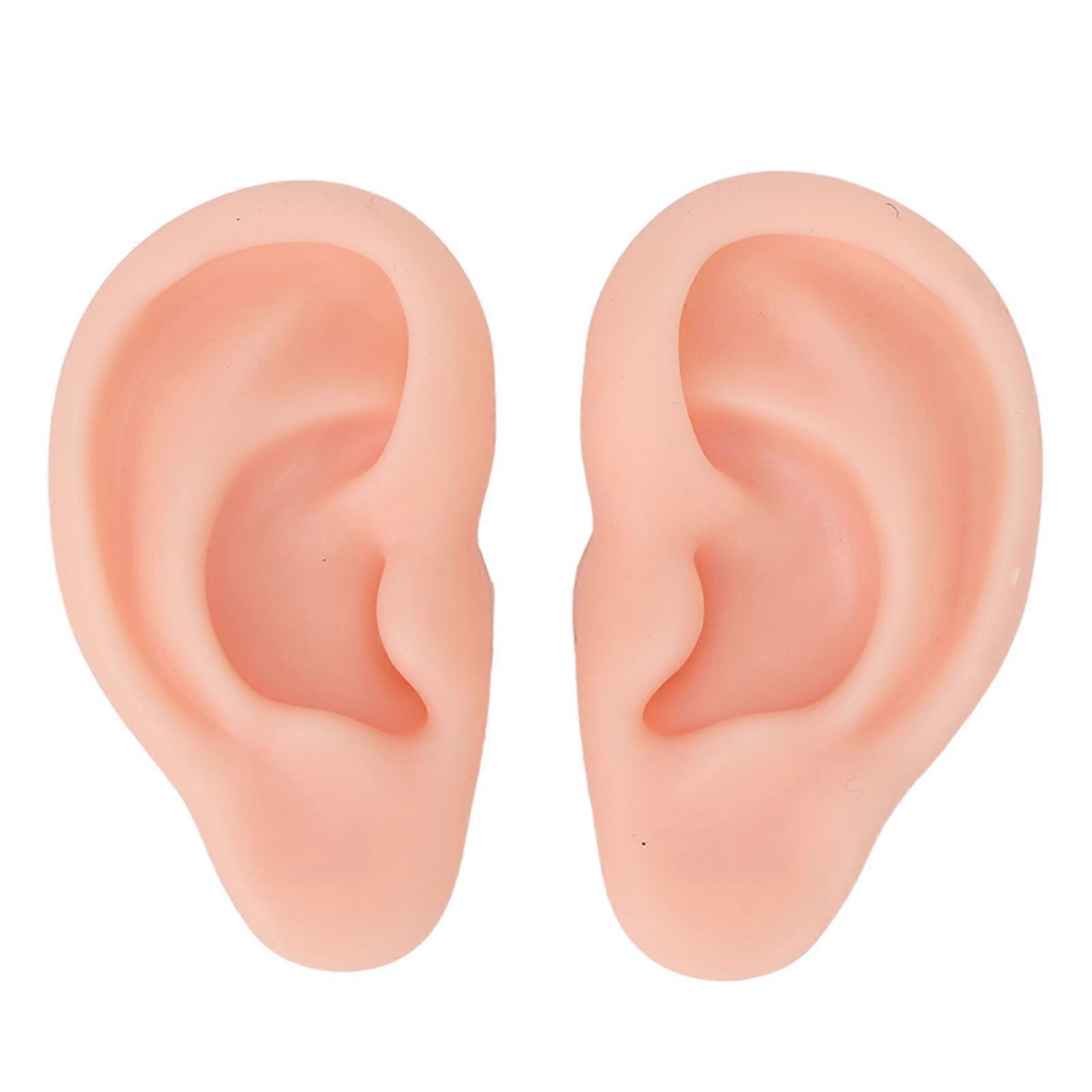 1 Pair Silicone Ear Model Soft Flexible Simulation Ear Model for Earrings Display Ear Piercing Exercise