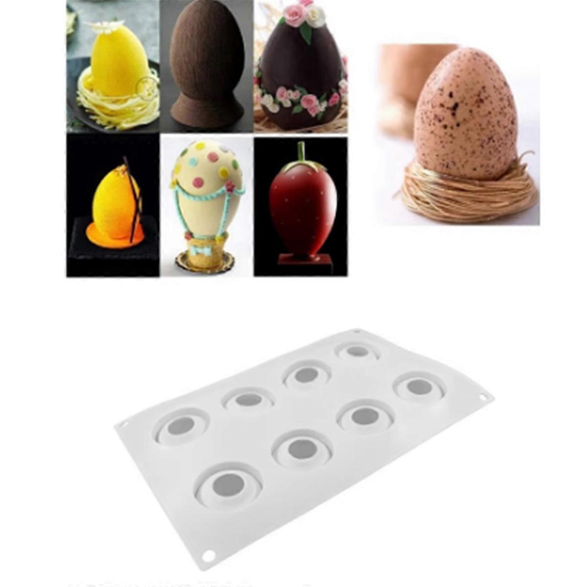 Easter Egg Silicone Mold Eight Holes Three-Dimensional Egg Shape Plaster Mold DIY Handmade Home Dec