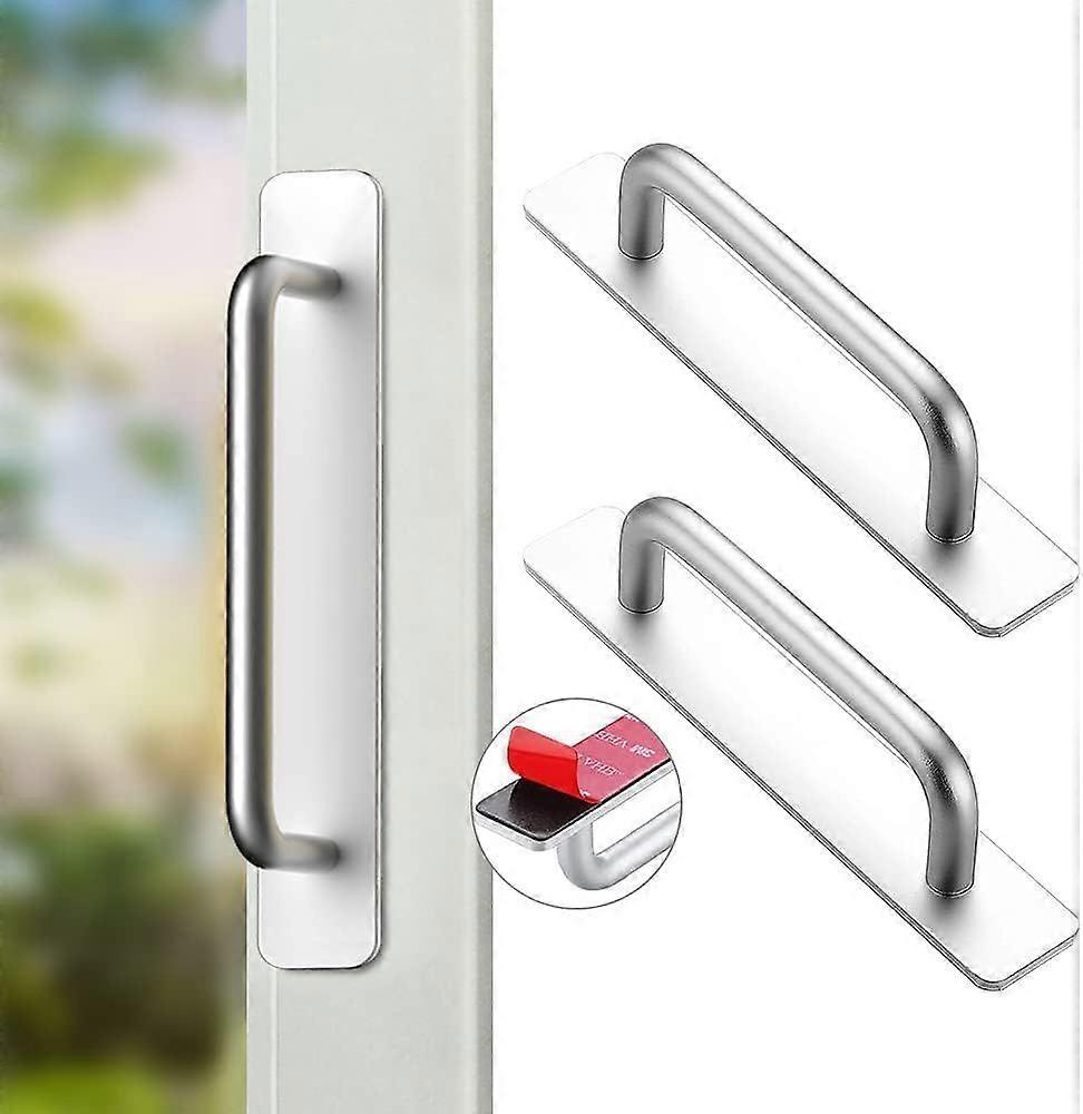 عبوة من 2 مقابض أثاث ، مقابض خزانة من الألومنيوم 147 مم ، مقابض أدراج ذاتية اللصق ، مقابض أبواب لخزانة الملابس ، مطبخ ، باب منزلق ، شرفة