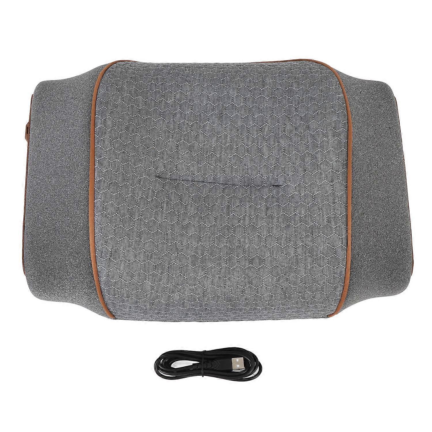 Heated Neck Pillow Gray USB Powered 3 Heating Levels Memory Foam Ergonomic Neck Support Pillow