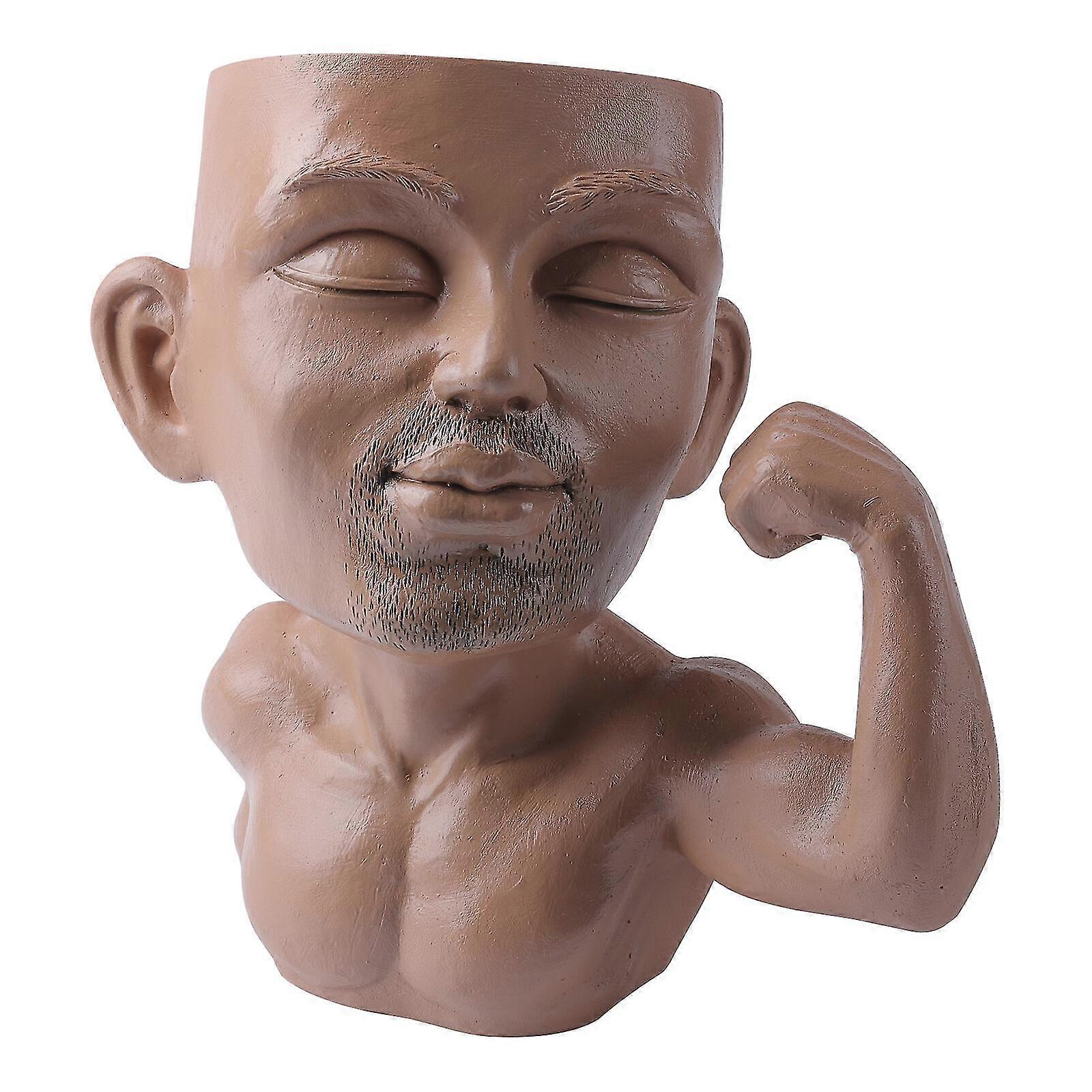 Beefcake Guy Model Face Flower Pot, Resin Succulent Planter