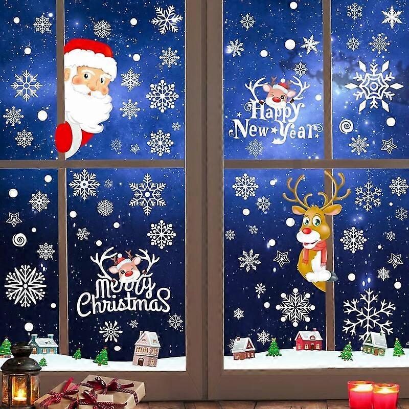 Christmas Window Art, Diy Decorate Your Space With Removable Snowman Reindeer Santa Claus, Exquisite Patterns On Smooth Surface For A Festive