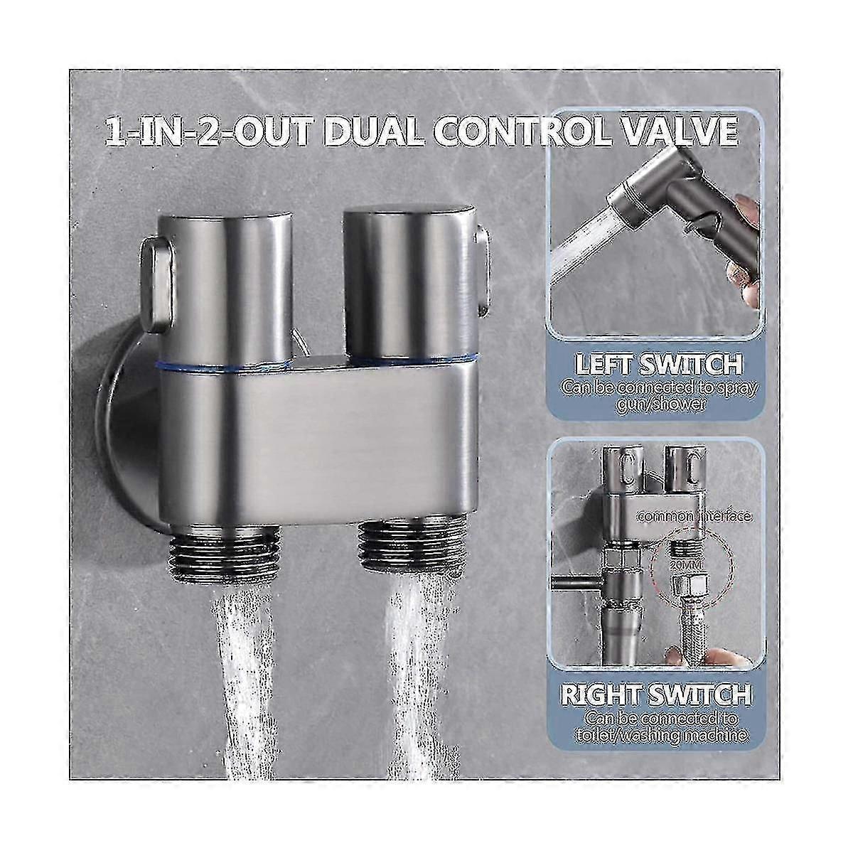 Mini Multi-function Faucet Brass 1 Into 2 Out Dual Control Washing Machine Chrome Tap For Washing Machine And Toilet-b