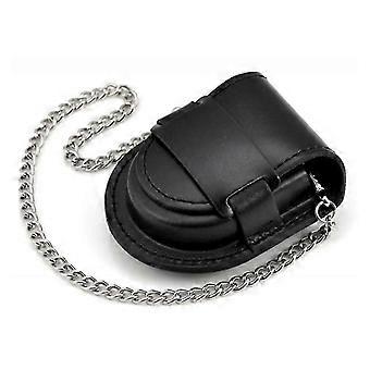 Watch Pouch Pocket Watch Holder With Chain Pocket Watch Box Cover Silver chain Black