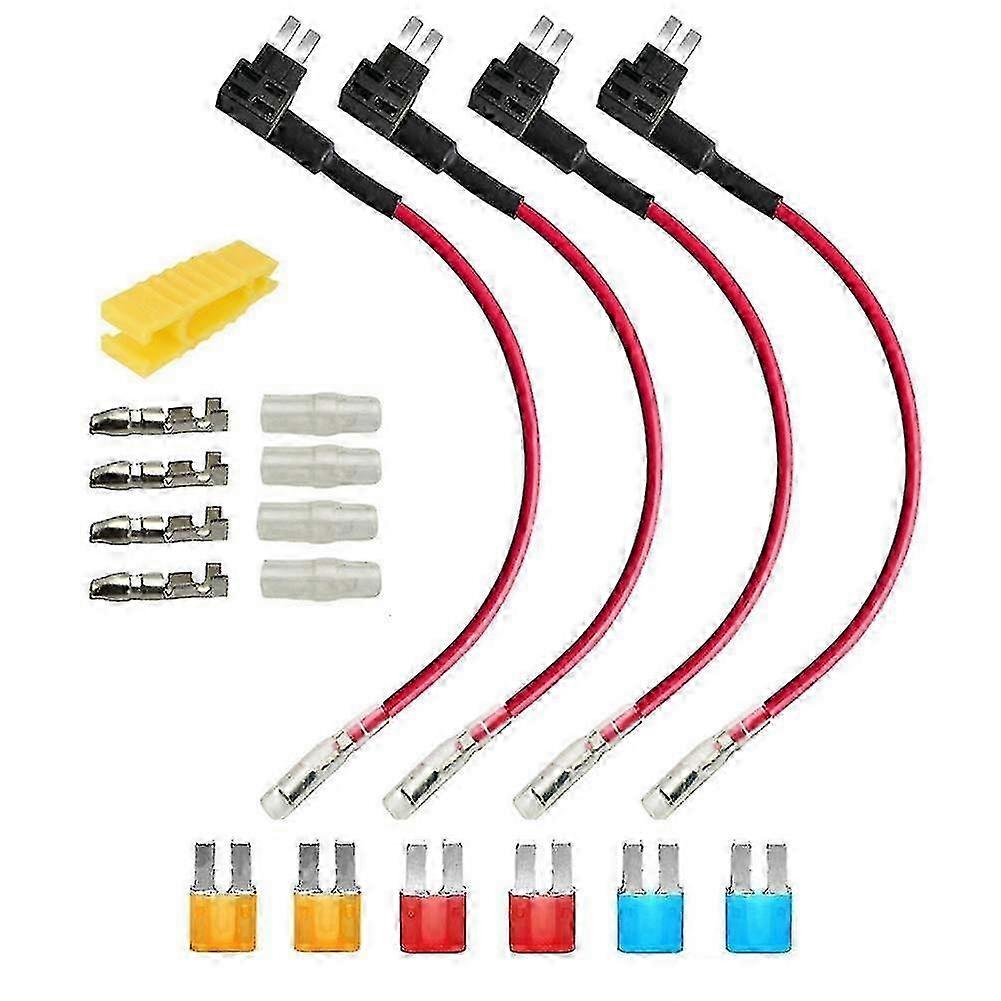 4pcs Micro2 Fuse Tap, 12v - 24v Piggy Back Blade Fuse Holder With Wire Harness