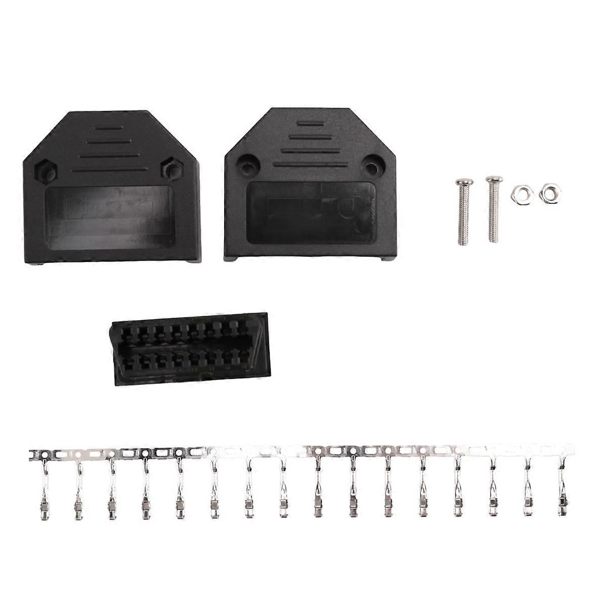 OBD2 OBD II 16 pin connector socket Diagnostic Tool Adapter OBD connector + Enclosures + Terminal +