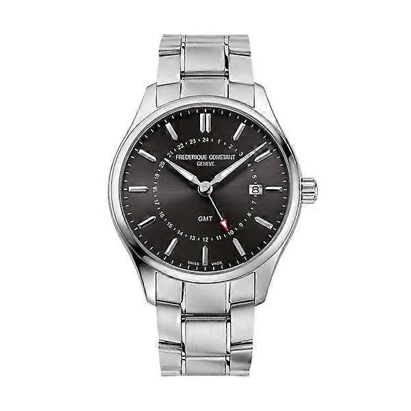 Frederique Constant Classics Quartz Gmt Fc-252dgs5b6b Men's Watch – Dark Gray Dial, Stainless Steel Bracelet