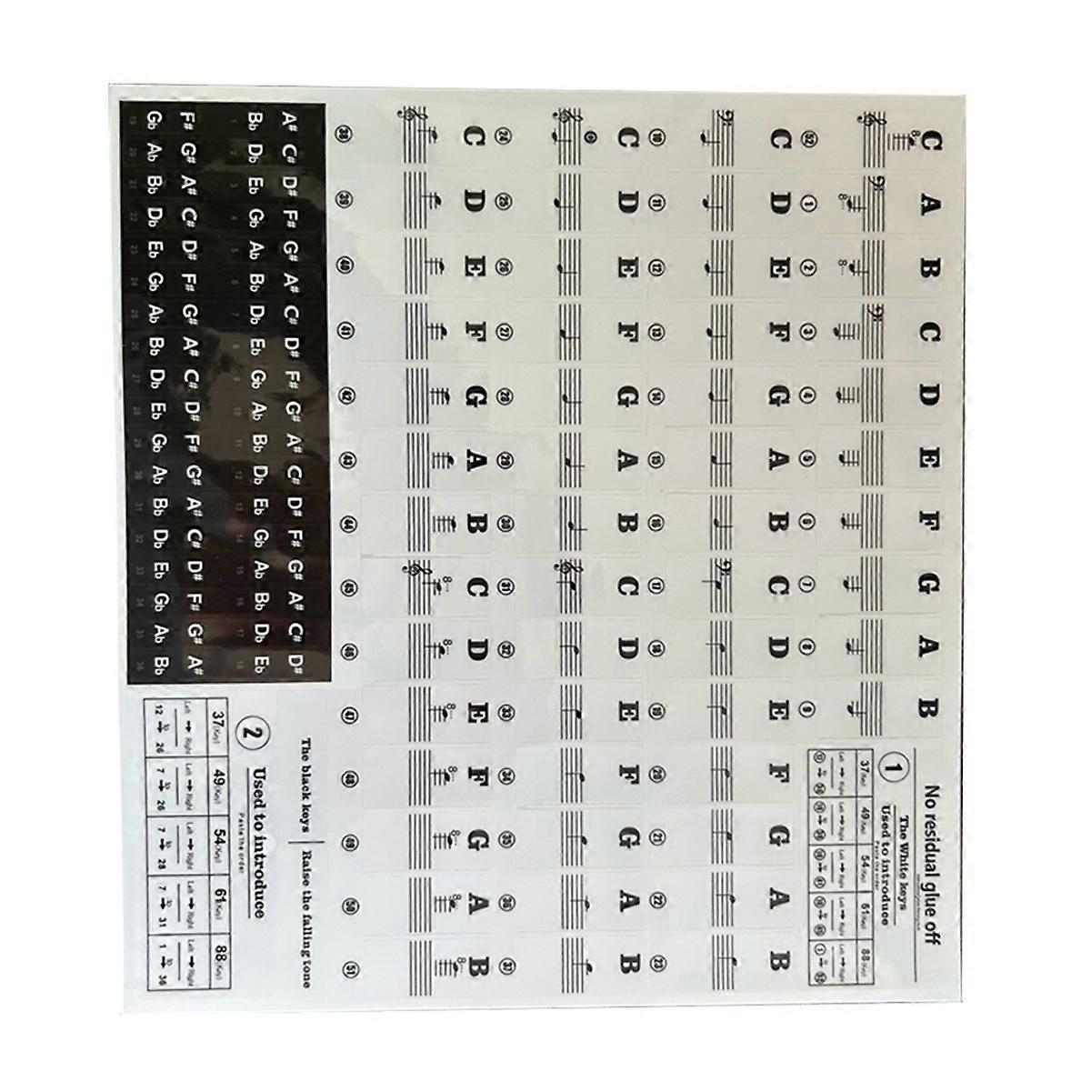 Autocollants de clavier de piano noir et blanc, autocollants de piano en lettres grasses