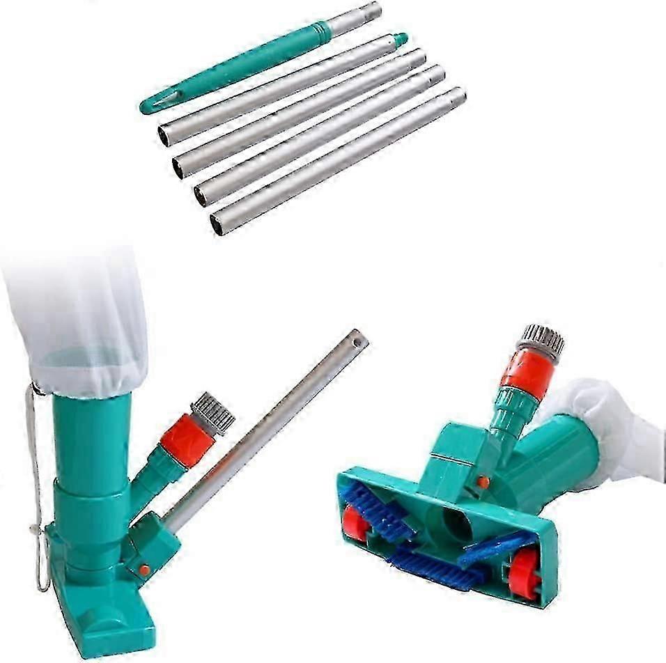 Portable Pool Vacuum Jet Underwater Cleaner W/Brush,Bag,6 Section Pole of 56.5"