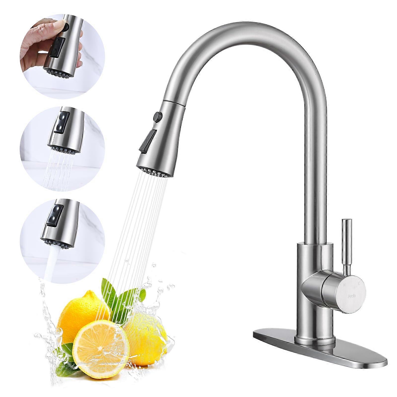 Arafa Kitchen Faucet Package Sprayer, Brushed Nickel Kitchen Sink Faucet Single